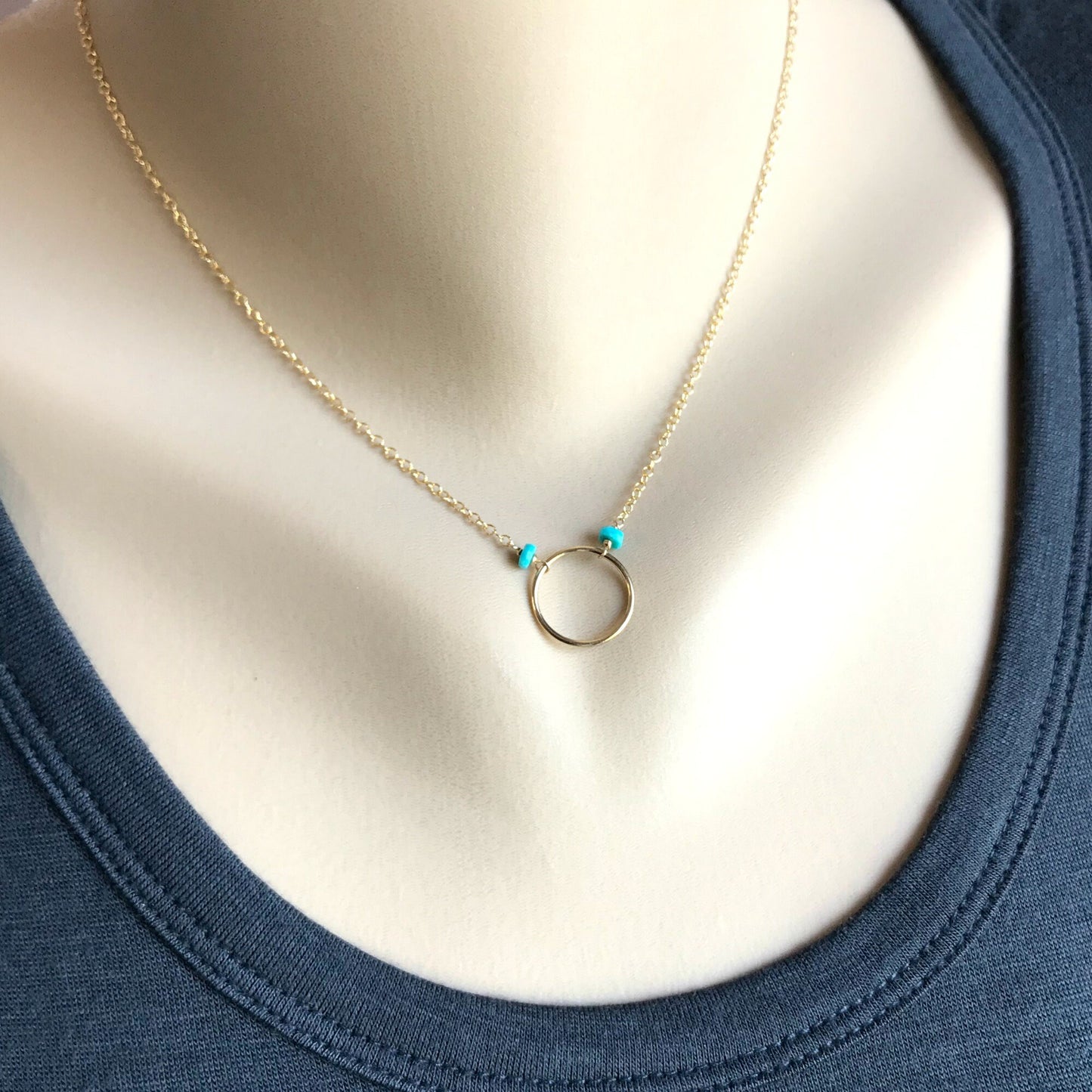 Circle Necklace Delicate Necklace Karma Necklace Minimalist Necklace Eternity Necklace Blue Necklace Boho Necklace Infinity Necklace