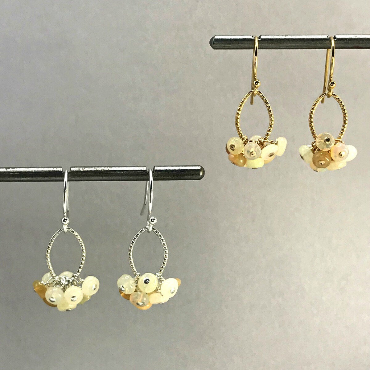 Opal Earrings Cluster Earrings Handmade Earrings Dangle Earrings Delicate Earrings Minimalist Earrings Gemstone Earrings October Birthstone