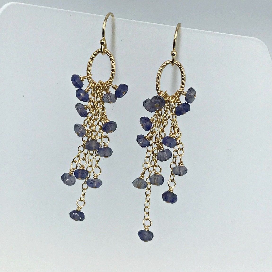 Iolite Earrings Gemstone Earrings Cluster Earrings Blue Earrings Tassel Earrings Dainty Earrings Simple Earrings Earrings for Women