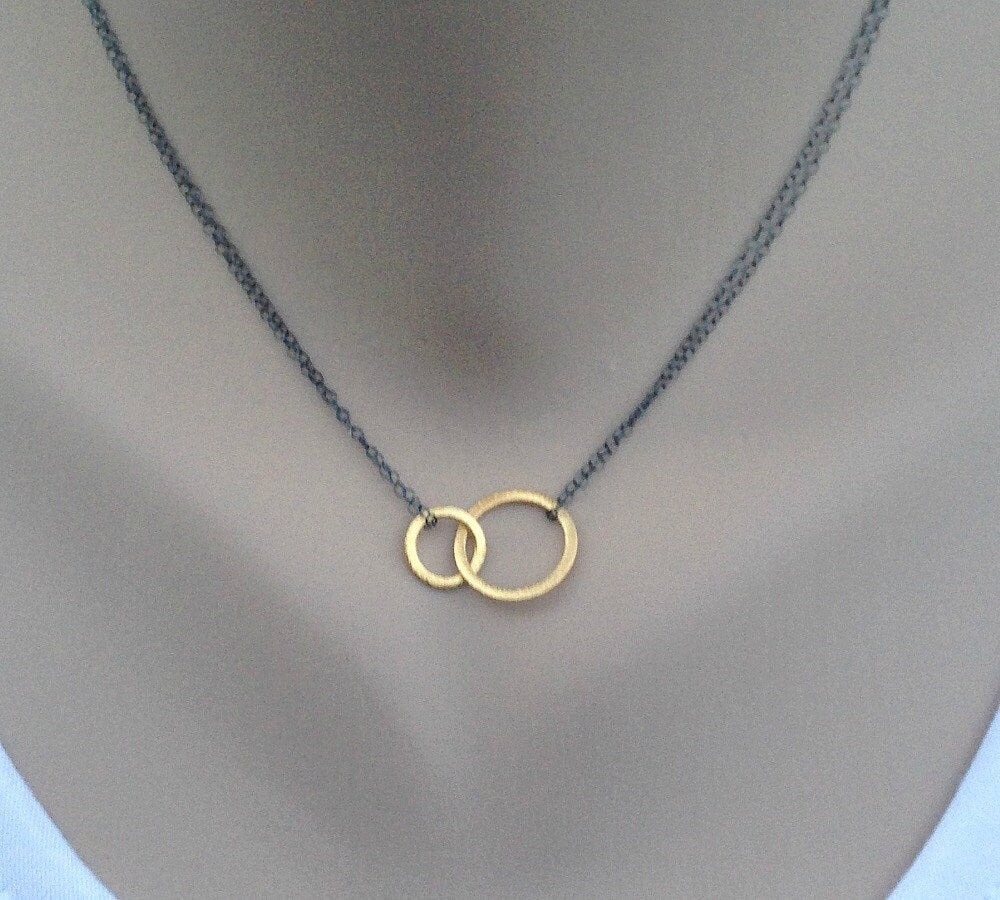 Circle Necklace Karma Necklace Dainty Necklace Everyday Necklace Circle Jewelry Eternity Necklace Linked Circles Interlocking Circles