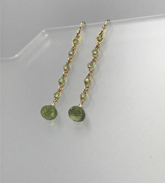 Delicate Earrings Peridot Earrings August Birthstone Dainty Earrings Dangle Earrings Drop Earrings Long Earrings Gemstone Earrings