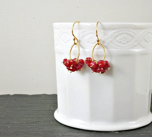 Ruby Earrings July Birthstone Dainty Earrings Gemstone Earrings Red Earrings Dangle Earrings Minimalist Earrings Earrings for Women