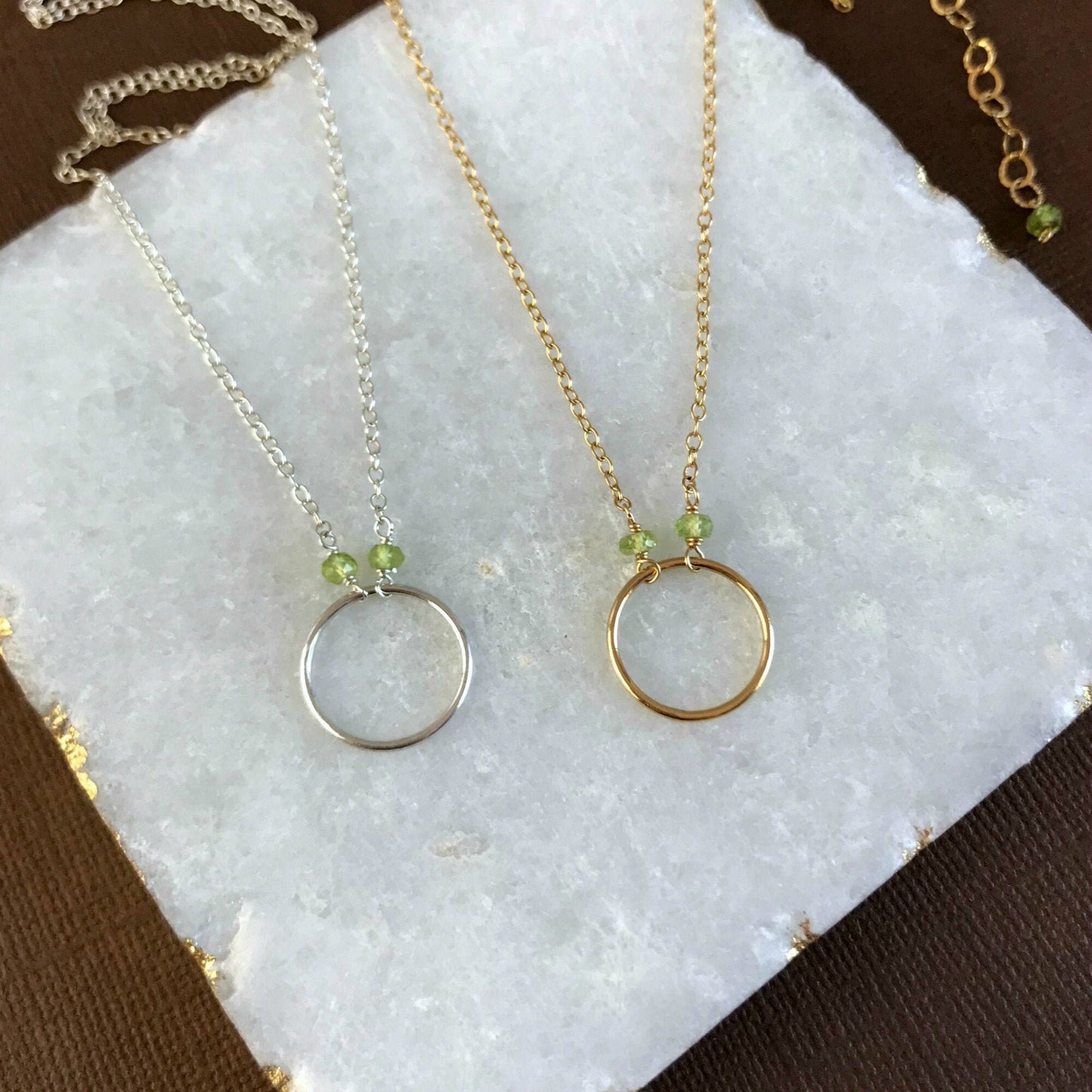 Circle Necklace Peridot Necklace August Birthstone Karma Necklace Dainty Necklace Eternity Necklace Layering Necklace Everyday Necklace