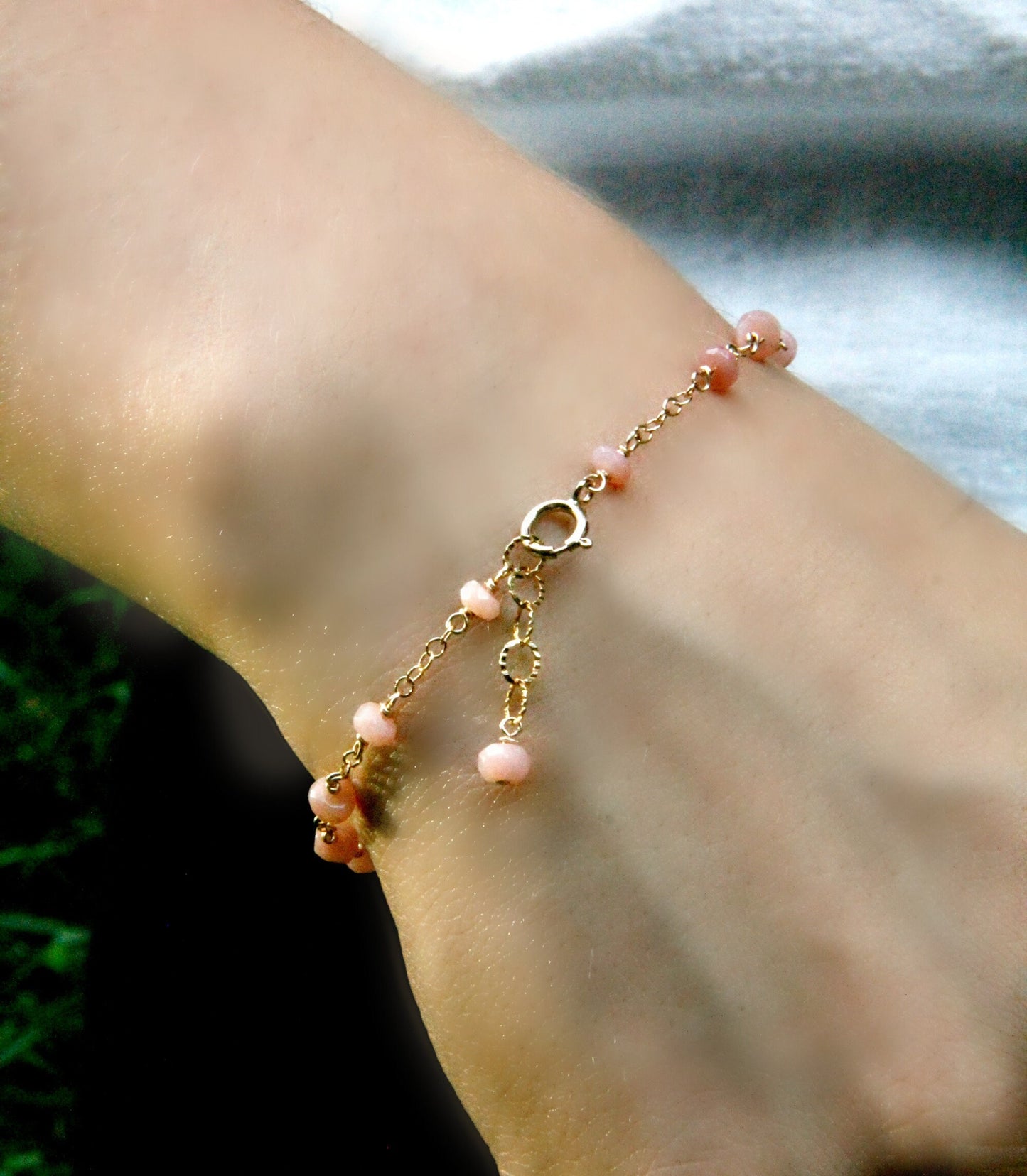 Smoky Quartz Bracelet Rhodochrosite Bracelet Pink Bracelet Chakra Bracelet Gift for Sister Gift for Mom Gold Bracelet Gift for Girlfriend