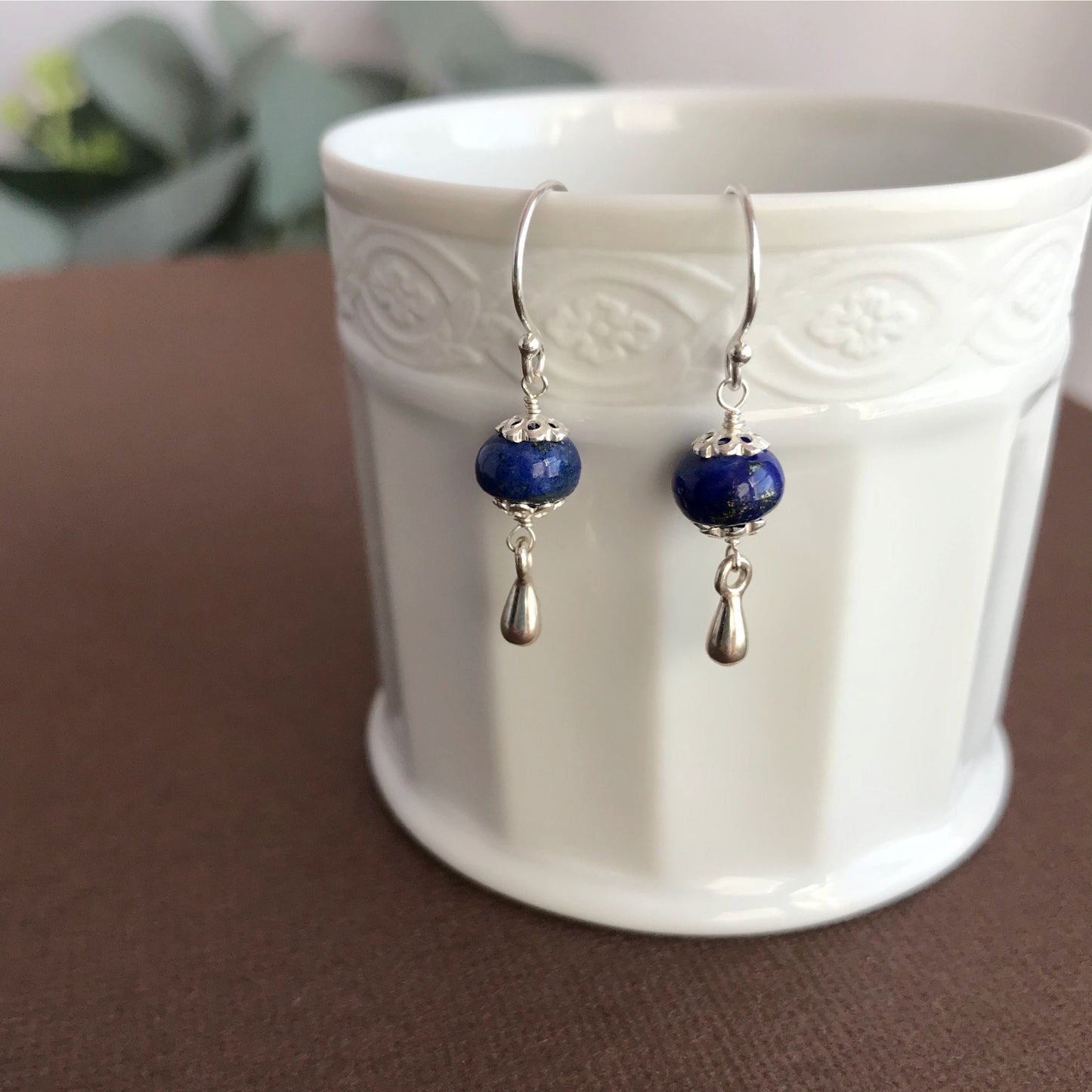 Lapis Drop Earrings,Blue Teardrop Earrings,Silver Lapis Earrings,Cute Gemstone Earrings, Gold Lapis Earrings,Art Deco Lapis Lazuli Earrings