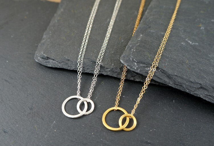 Circle Necklace Karma Necklace Dainty Necklace Everyday Necklace Circle Jewelry Eternity Necklace Linked Circles Interlocking Circles