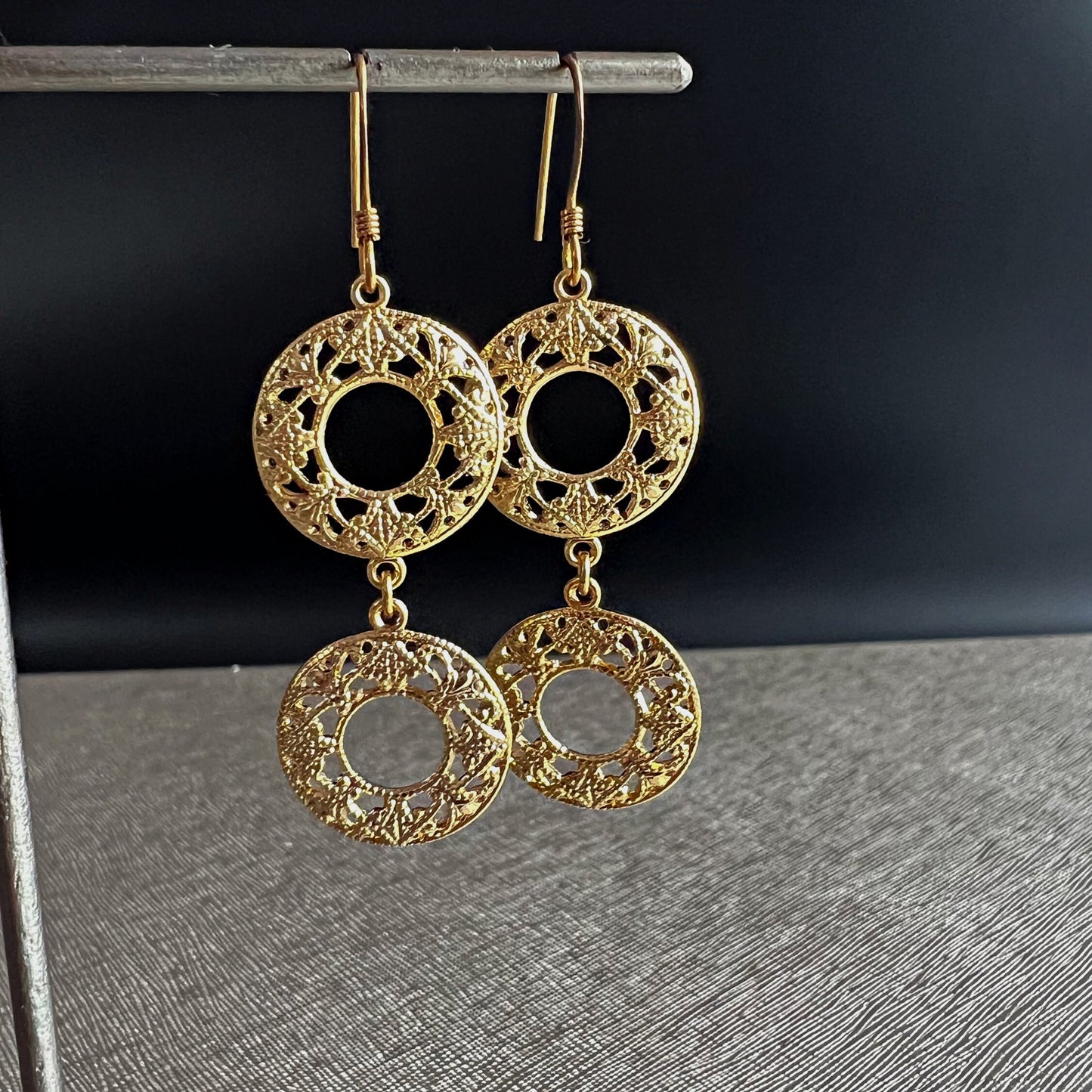 Lace Earrings Filigree Earrings Gold Plated Earrings Boho Earrings Hippie Earrings Dangle Earrings Drop Earrings Summer Earrings