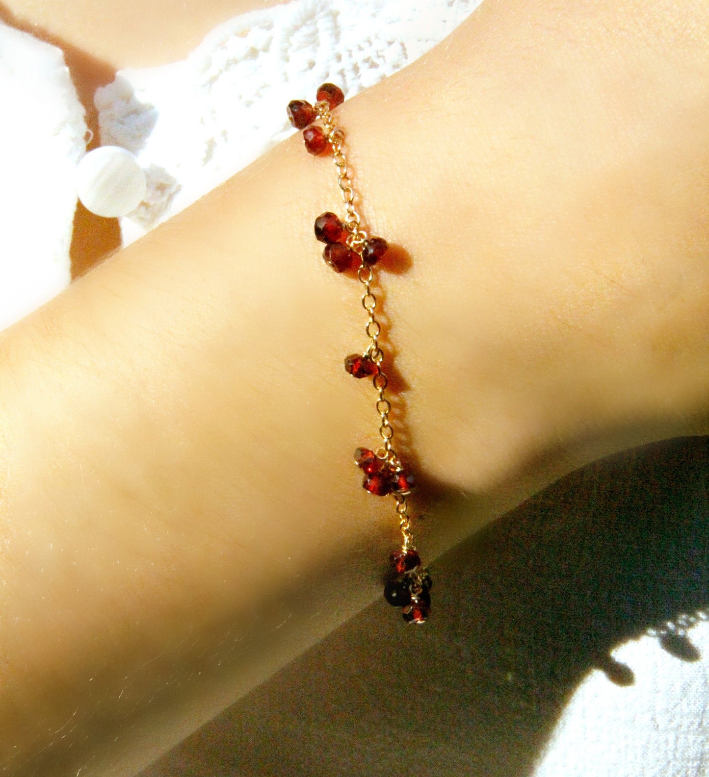 Gemstone Bracelet Garnet Bracelet January Birthstone Stacking Bracelet Dainty Bracelet Everyday Bracelet Simple Bracelet Layered Bracelet