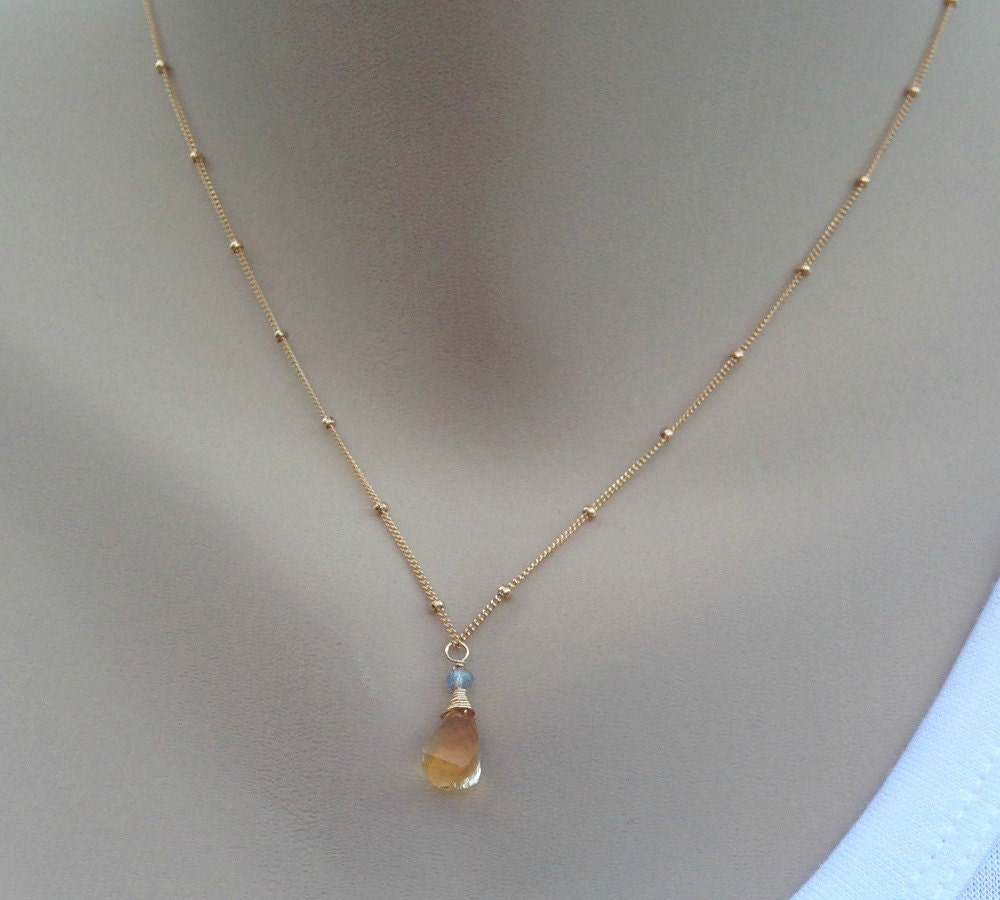 Citrine Necklace November Birthstone Gemstone Pendant Layering Necklace Dainty Necklace Minimalist Necklace Gold Necklace Gift for Mom