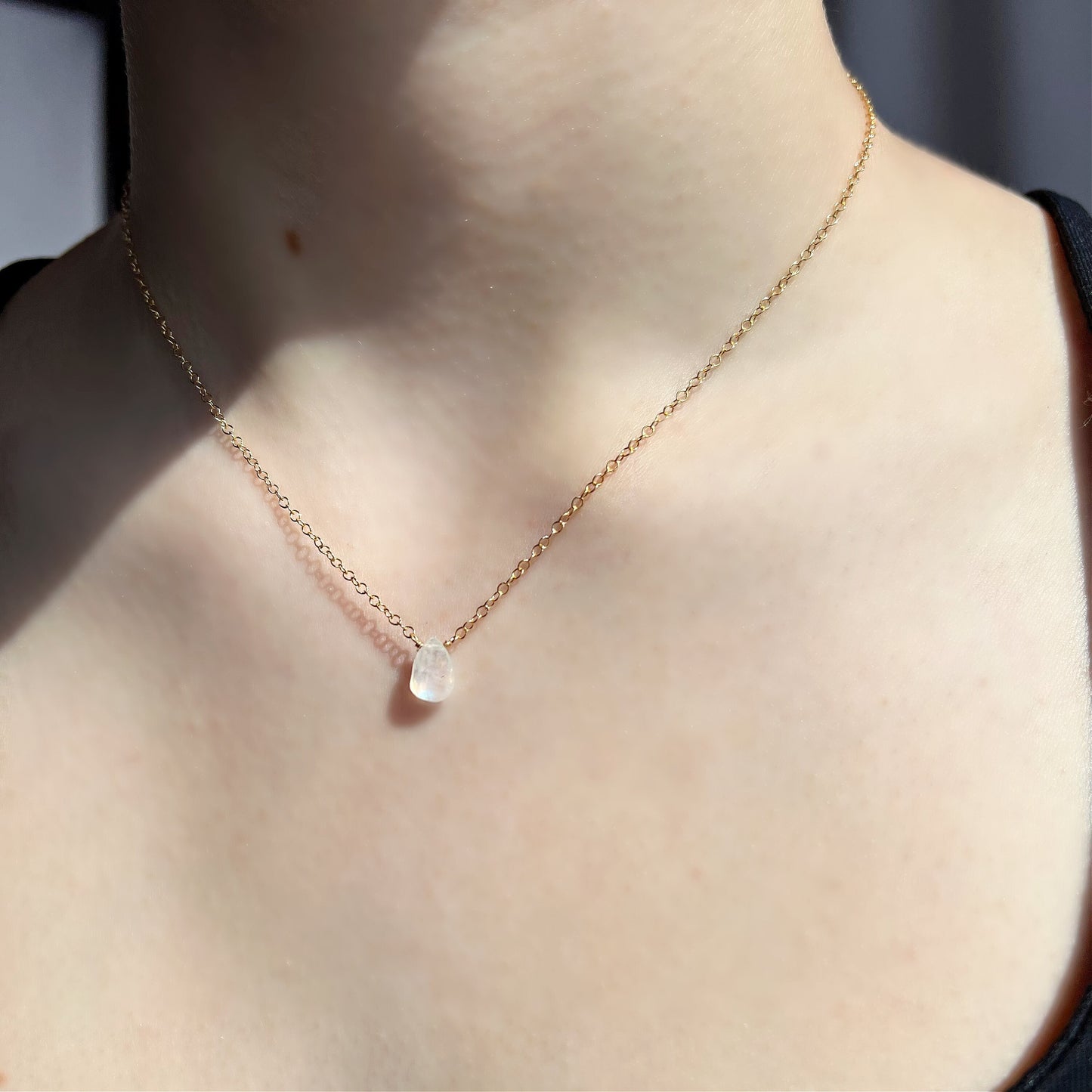 Gold Moonstone Necklace, June Birthstone, Everyday Necklace, Chakra Necklace for Women, Simple Gold Necklace, Moonstone Jewlery, Healing