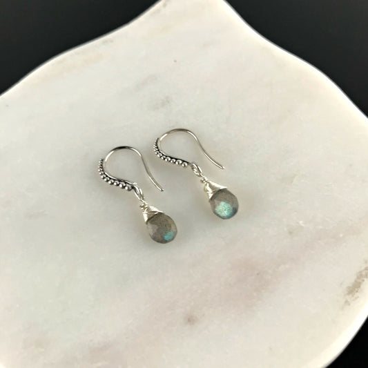 Labradorite Earrings Silver Earrings Dainty Earrings Minimalist Earrings Teardrop Earrings Gemstone Earrings Gift for Her Earrings for Her