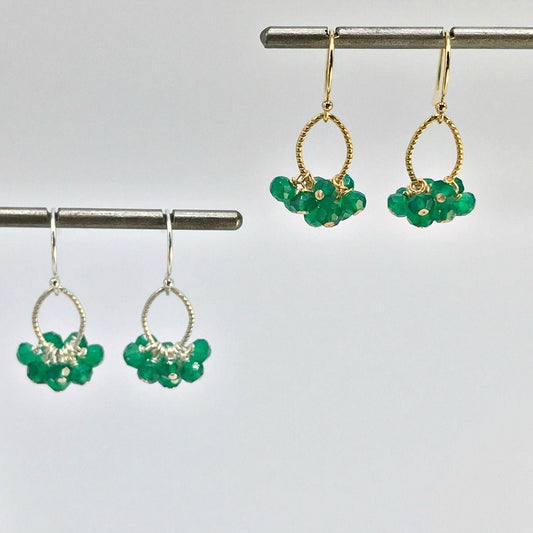 Green Onyx Earrings Delicate Earrings Cluster Earrings Green Earrings May Birthstone Handmade Earring Minimalist Earrings Everyday Earrings