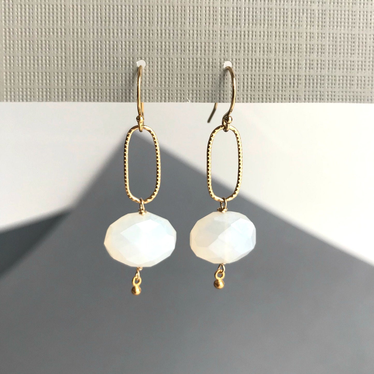 Moonstone Earrings June Birthstone White Earrings Drop Earrings Dangle Earrings Gemstone Earrings Everyday Earrings Gift for Girlfriend