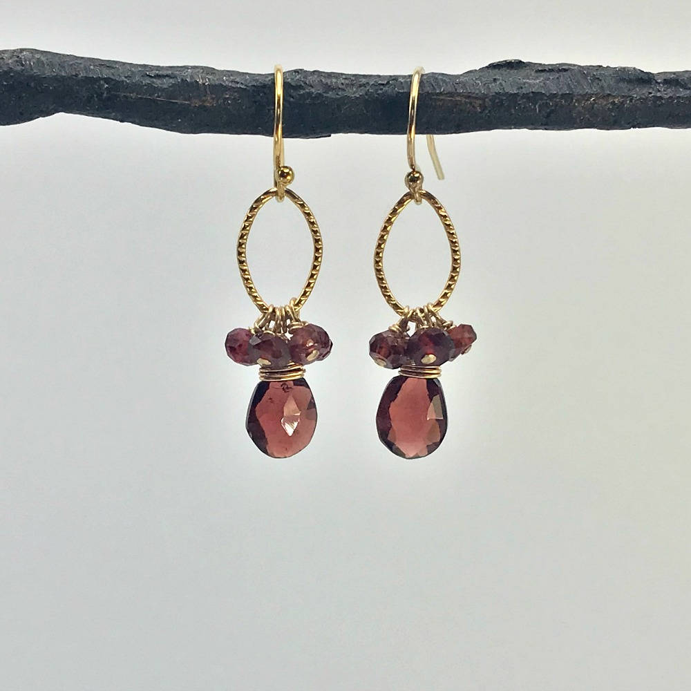 Garnet Earrings January Birthstone Dangle Earrings Minimalist Earrings Drop Earrings Everyday Earrings Gift For Her Garnet Jewelry