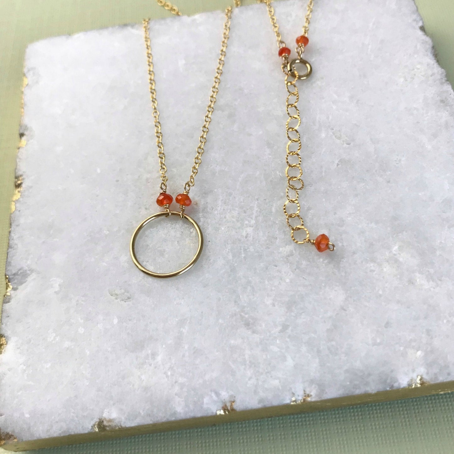 Circle Necklace Karma Necklace Carnelian Necklace Amethyst Necklace Everyday Necklace Circle Jewelry Eternity Necklace Gemstone Necklace