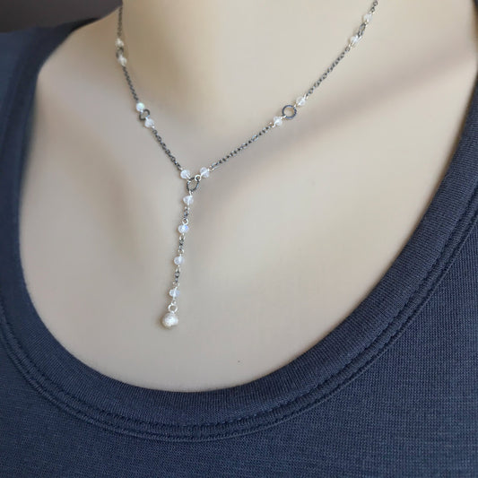 Stardust Necklace Simple Necklace Y Necklace Lariat Necklace Black Necklace Women Necklace Dainty Necklace Drop Necklace Layered Necklace