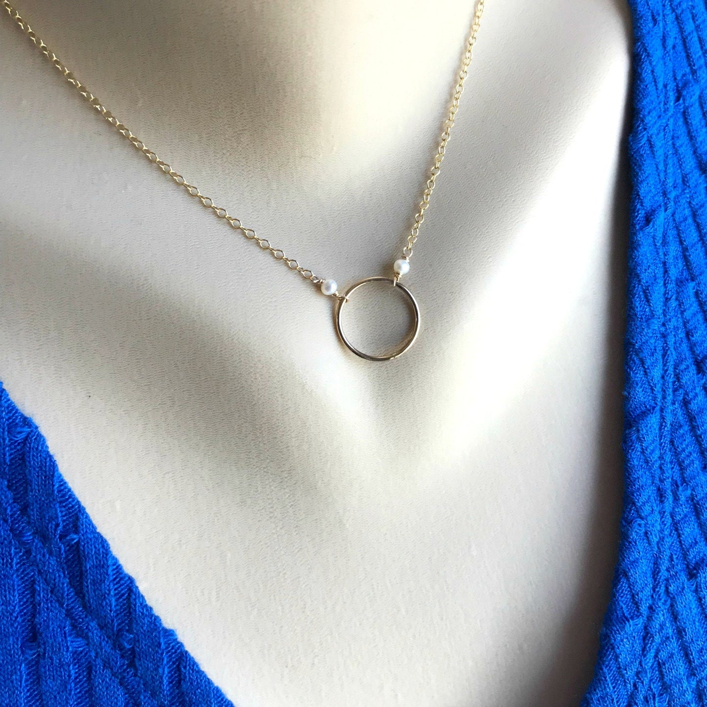 Karma Necklace Gift,Gold Circle Necklace,Emerald Necklace,Pearl Necklace,Birthstone Necklace,Layering Necklace,Dainty Minimalist Necklace