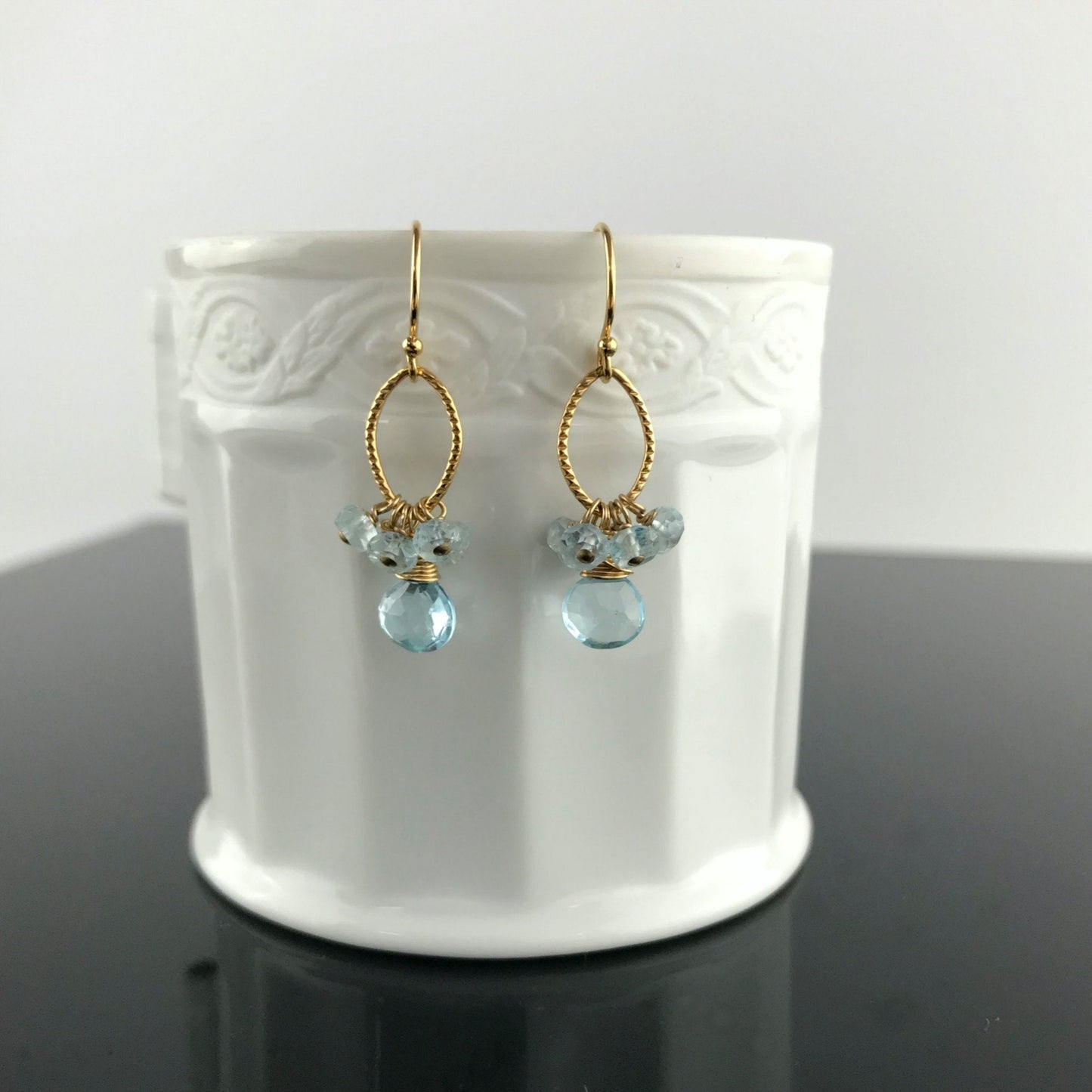 Blue Topaz Earrings December Birthstone Teardrop Earrings Birthstone Jewelry Earrings for Women Blue Earrings Gold Earrings Cute Earrings