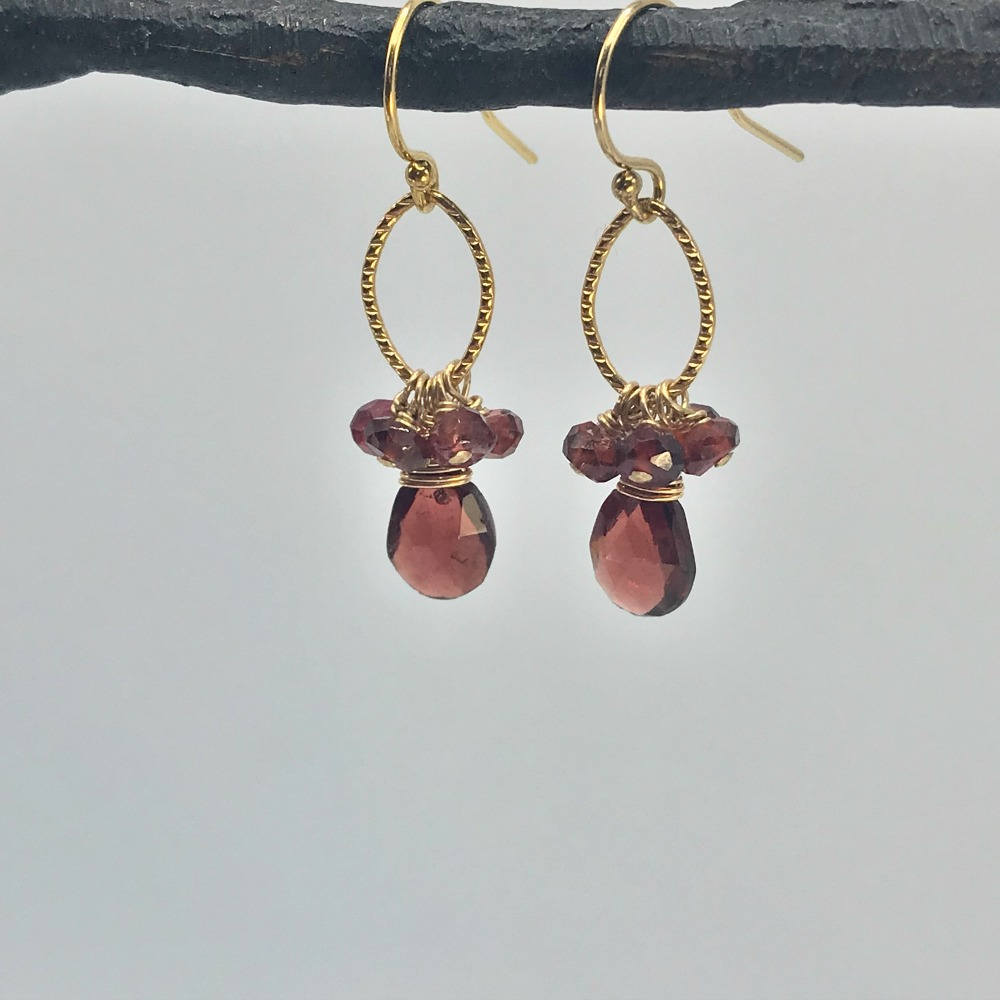 Garnet Earrings January Birthstone Dangle Earrings Minimalist Earrings Drop Earrings Everyday Earrings Gift For Her Garnet Jewelry