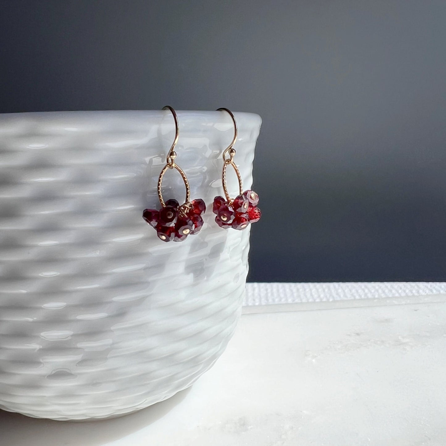 Genuine Garnet Earrings, January Birthstone Jewelry, Delicate Dangle Earrings,Red Minimalist Earrings, Dainty Garnet Jewelry,Simple Earrings