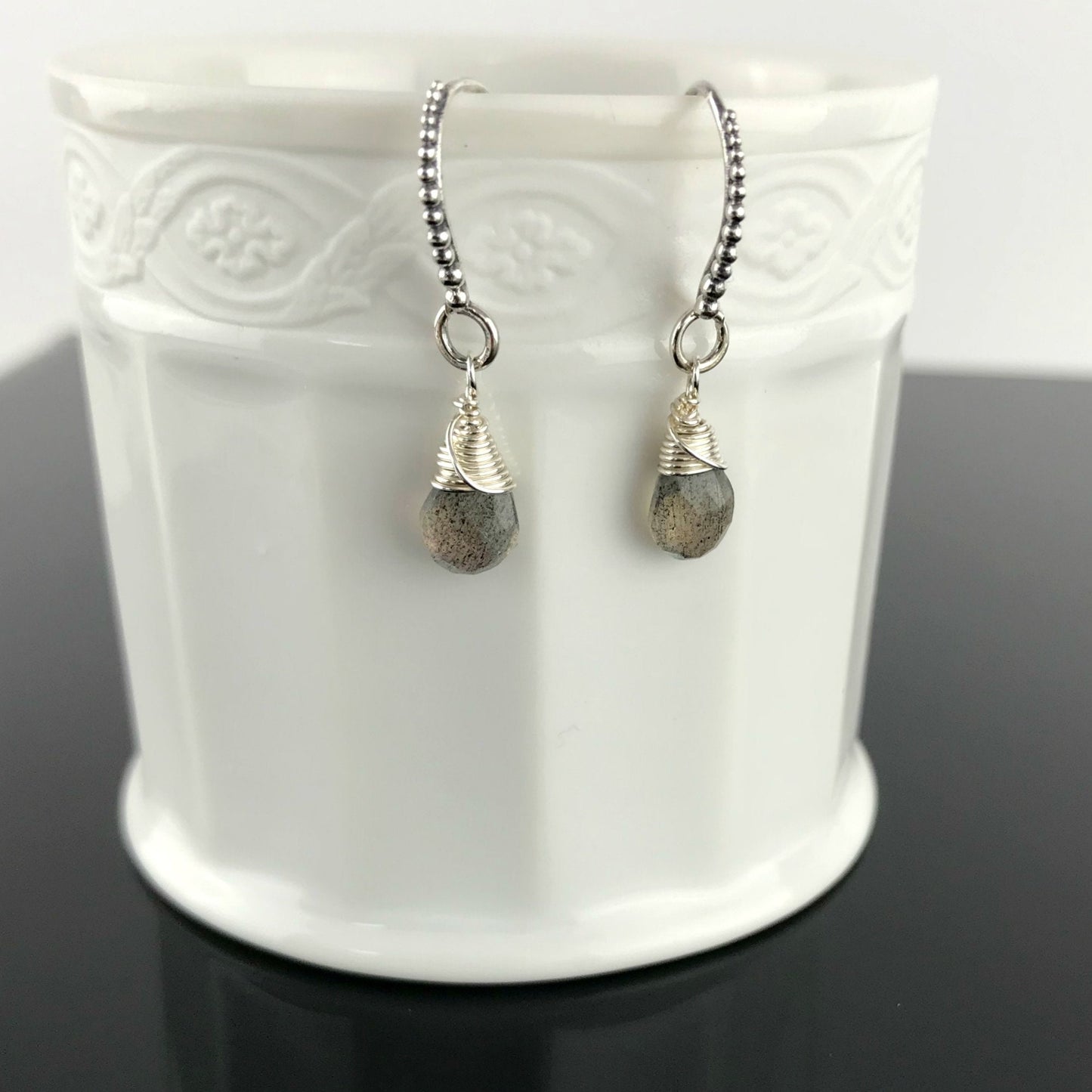 Labradorite Earrings Silver Earrings Dainty Earrings Minimalist Earrings Teardrop Earrings Gemstone Earrings Gift for Her Earrings for Her