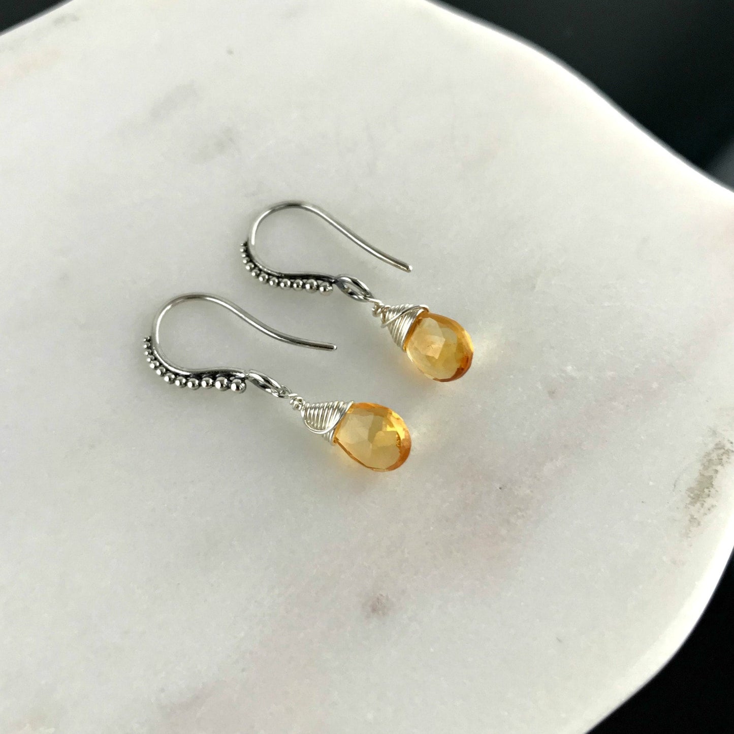 Citrine Earrings November Birthstone Yellow Earrings Teardrop Earrings Minimalist Earrings Silver Earrings Mother's Day Gift Cute Earrings