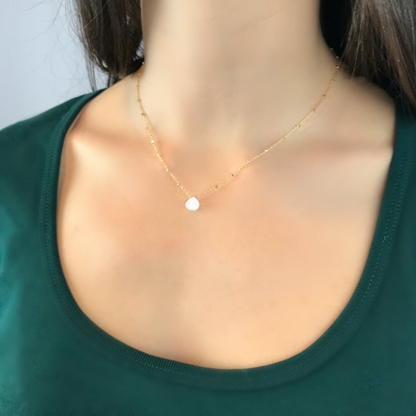 White Agate Necklace Dainty Necklace Layering Necklace Delicate Necklace Gold Necklace Pendant Necklace Choker Necklace Gift for Girlfriend