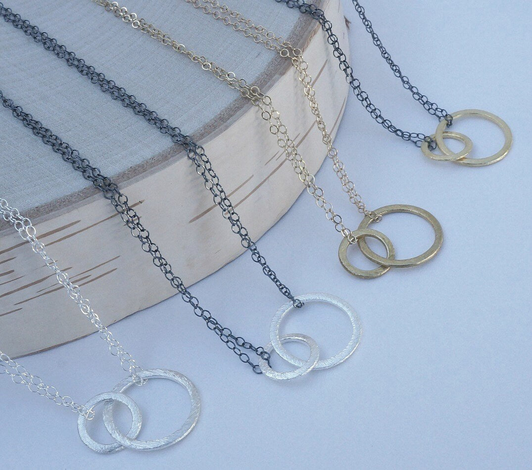 Circle Necklace Karma Necklace Dainty Necklace Everyday Necklace Circle Jewelry Eternity Necklace Linked Circles Interlocking Circles