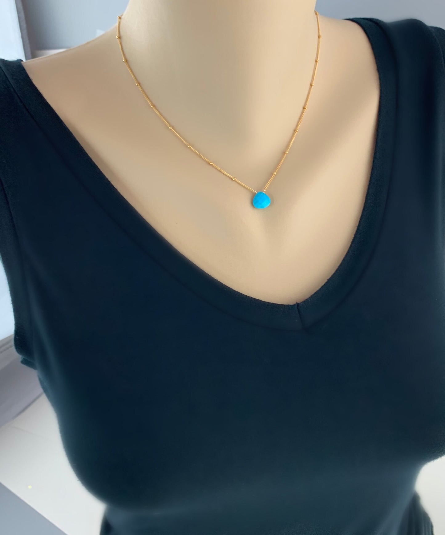 Turquoise Necklace December Birthstone Simple Necklace Blue Necklace Layering Necklace Delicate Necklace Minimalist Necklace Gift for Mom