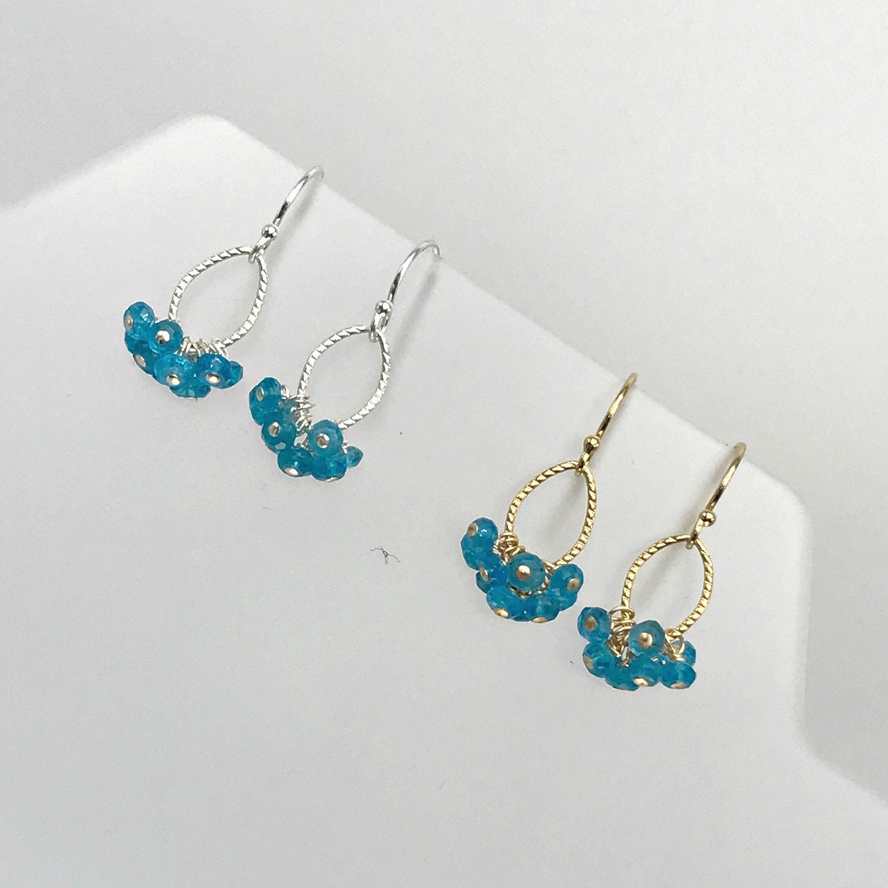 Apatite Earrings Dainty Earrings Blue Earrings Delicate Earrings Bridesmaid Earrings Gift for Girlfriend Lightweight Earrings Gift for mom