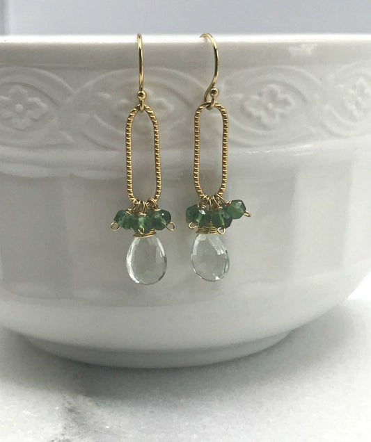 Green Amethyst Earrings Apatite Earrings February Birthstone Cluster Earrings Green Earrings Dressy Earrings Dangle Earrings Drop Earrings