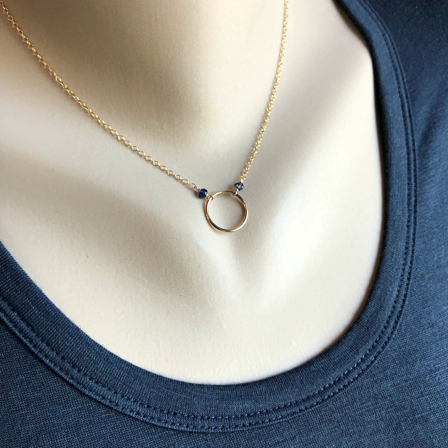 Circle Necklace Delicate Necklace Karma Necklace Minimalist Necklace Eternity Necklace Blue Necklace Boho Necklace Infinity Necklace