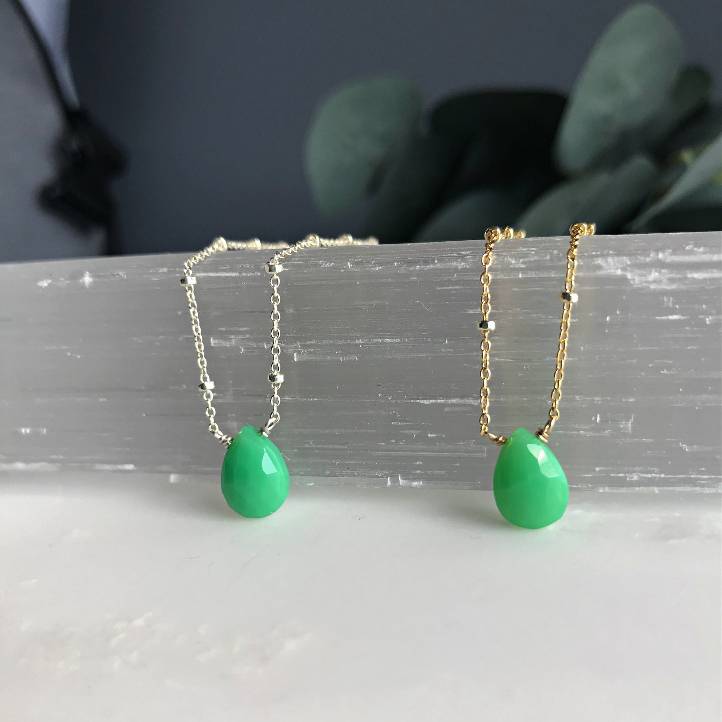 Chrysoprase Necklace Seafoam Gemstone Green Jewelry Bridesmaid Jewelry Wedding Jewelry Delicate Necklace Layering Necklace Dainty Necklace