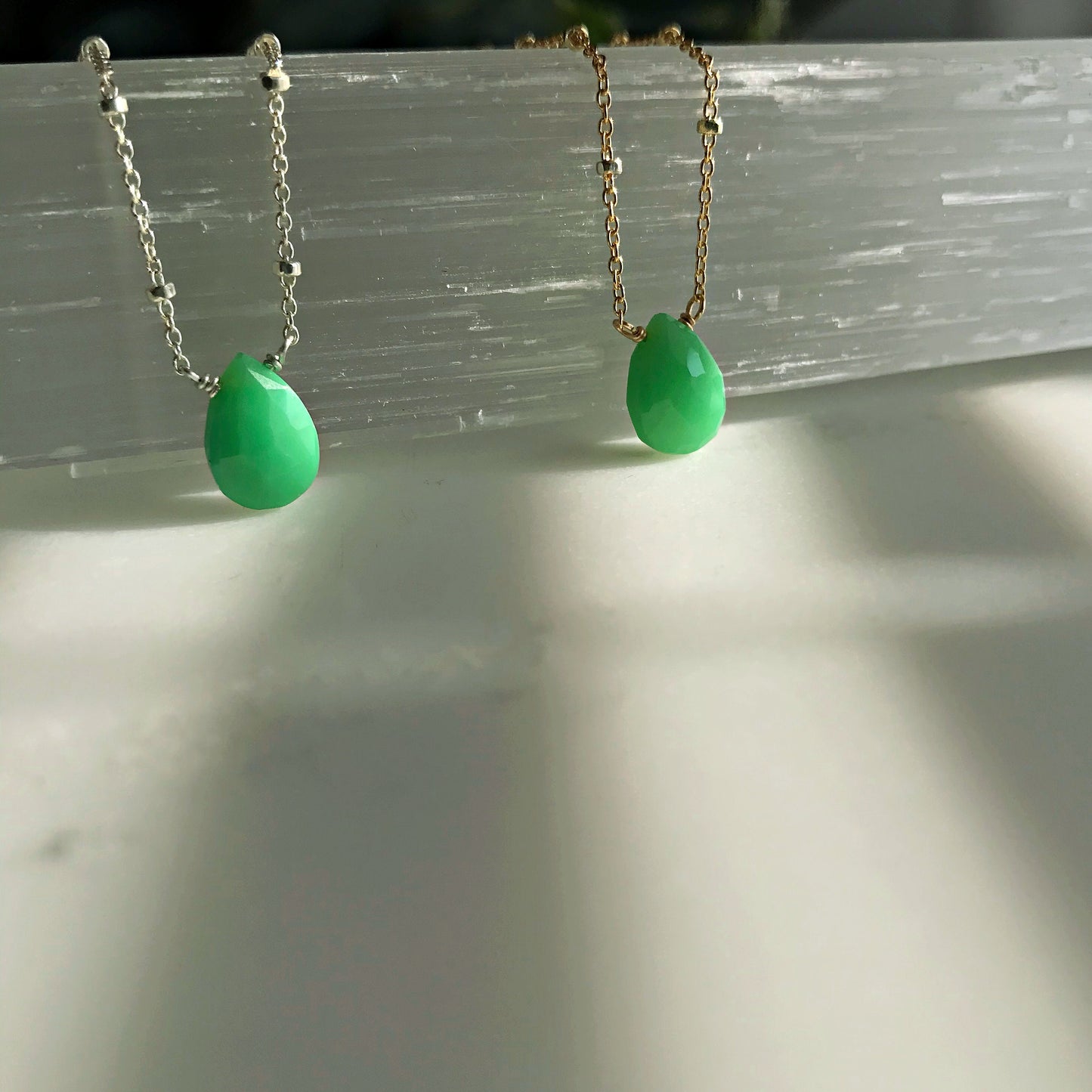 Chrysoprase Necklace Seafoam Gemstone Green Jewelry Bridesmaid Jewelry Wedding Jewelry Delicate Necklace Layering Necklace Dainty Necklace