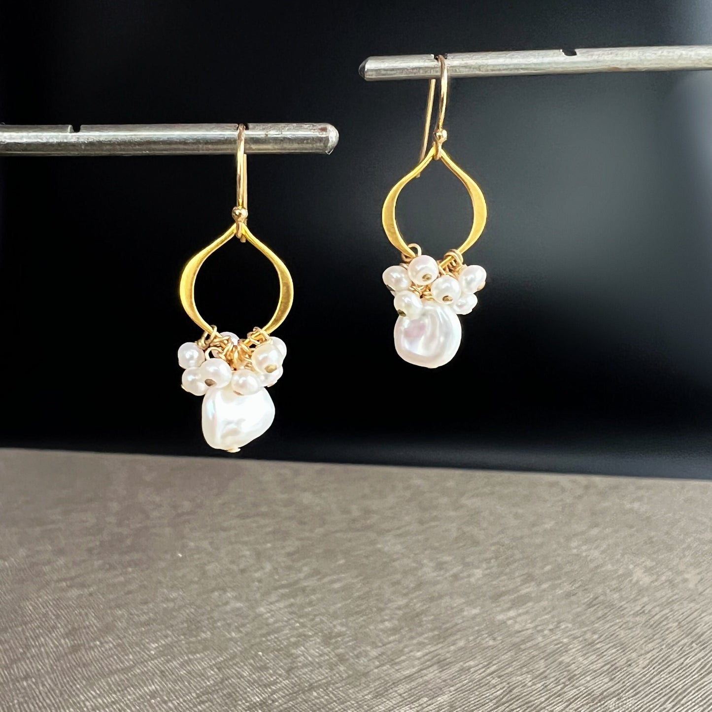 Freshwater Pearl Earrings,Chandelier Earrings,Gold Earrings,White Pearl Earrings,Bridal Earrings,June Birthday,Handmade Earrings