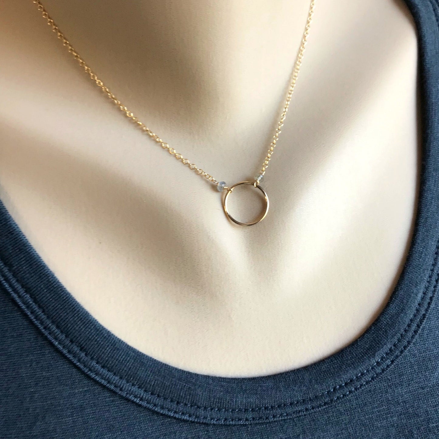 Garnet Circle Necklace,Infinity Necklace,January Birthstone,Layering Gold or Silver Necklace,Dainty Red Garnet Jewelry,Friendship Necklace