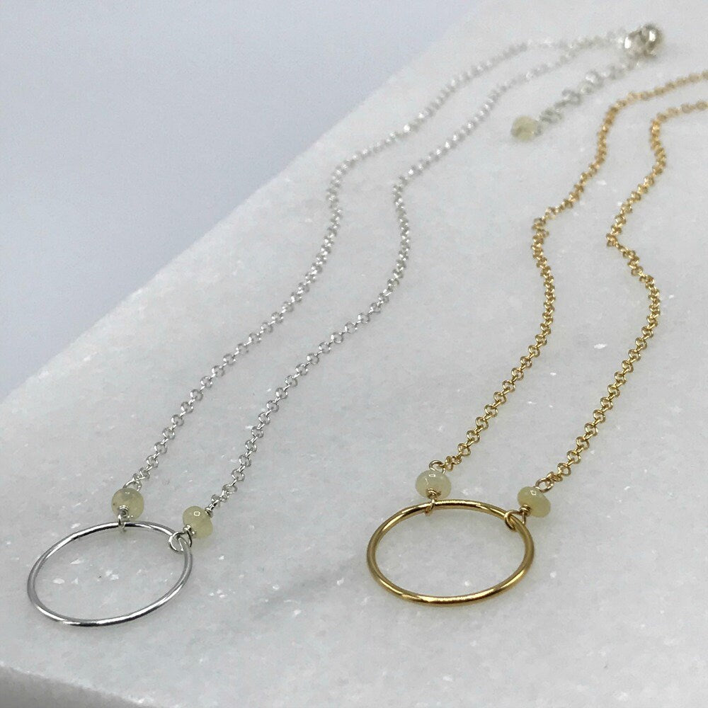 Opal Necklace October Birthstone  Circle Pendant Karma Necklace Dainty Necklace Eternity Necklace Layering Necklace Everyday Necklace