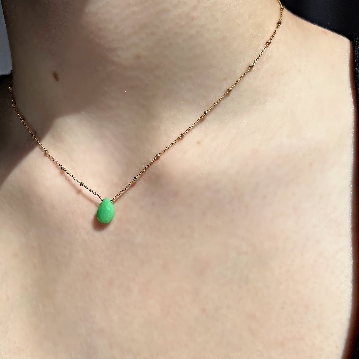 Chrysoprase Necklace Seafoam Gemstone Green Jewelry Bridesmaid Jewelry Wedding Jewelry Delicate Necklace Layering Necklace Dainty Necklace