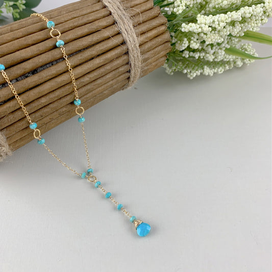 Turquoise Necklace December Birthstone Dainty Necklace Blue Necklace Elegant Necklace Delicate Necklace Minimalist Necklace Gift for Mom