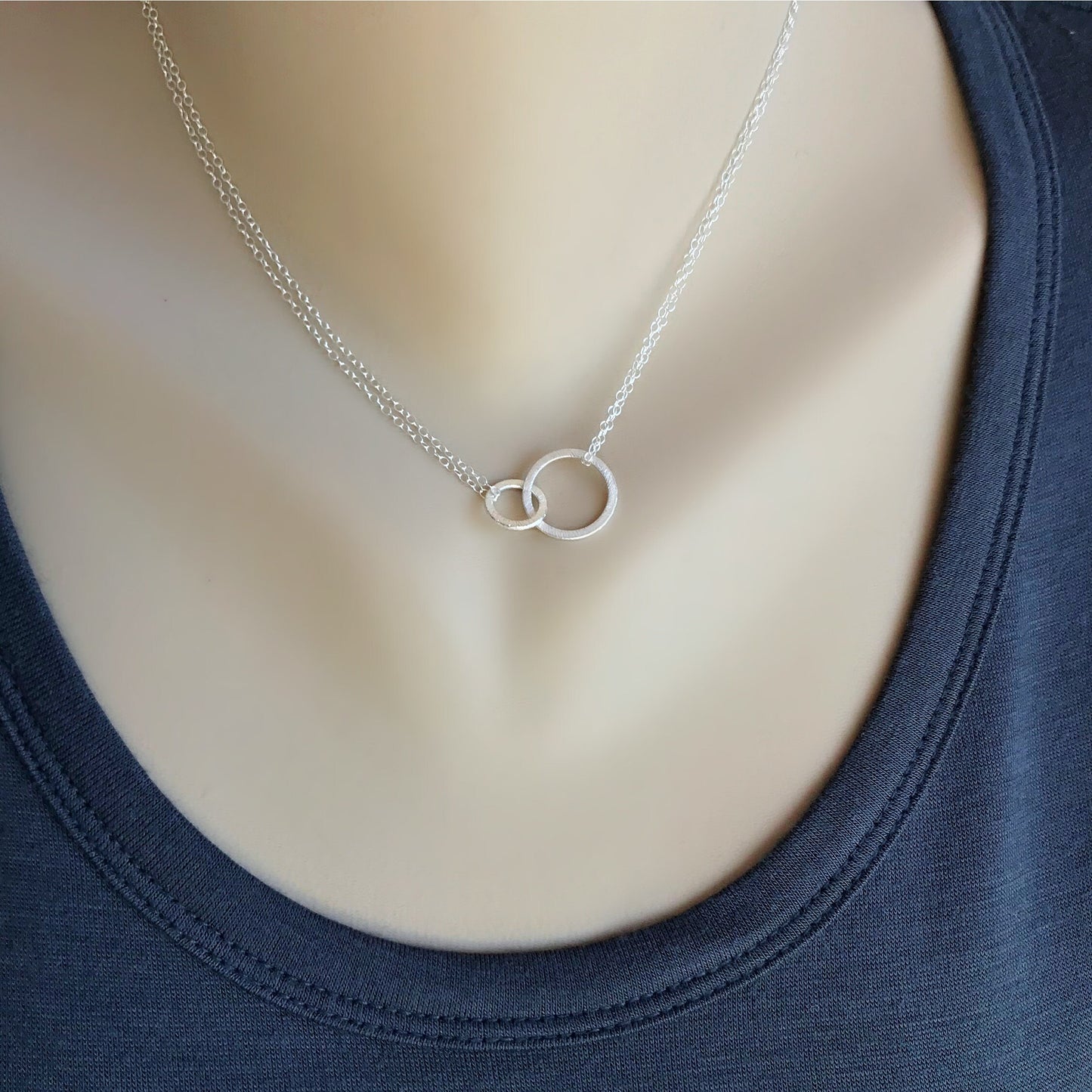 Circle Necklace Karma Necklace Dainty Necklace Everyday Necklace Circle Jewelry Eternity Necklace Linked Circles Interlocking Circles