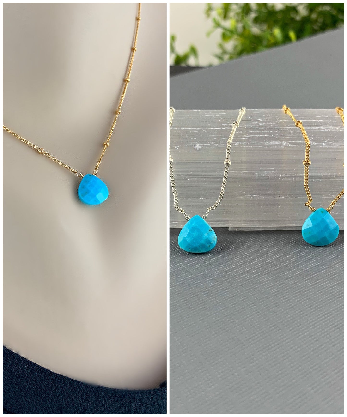 Turquoise Necklace December Birthstone Simple Necklace Blue Necklace Layering Necklace Delicate Necklace Minimalist Necklace Gift for Mom