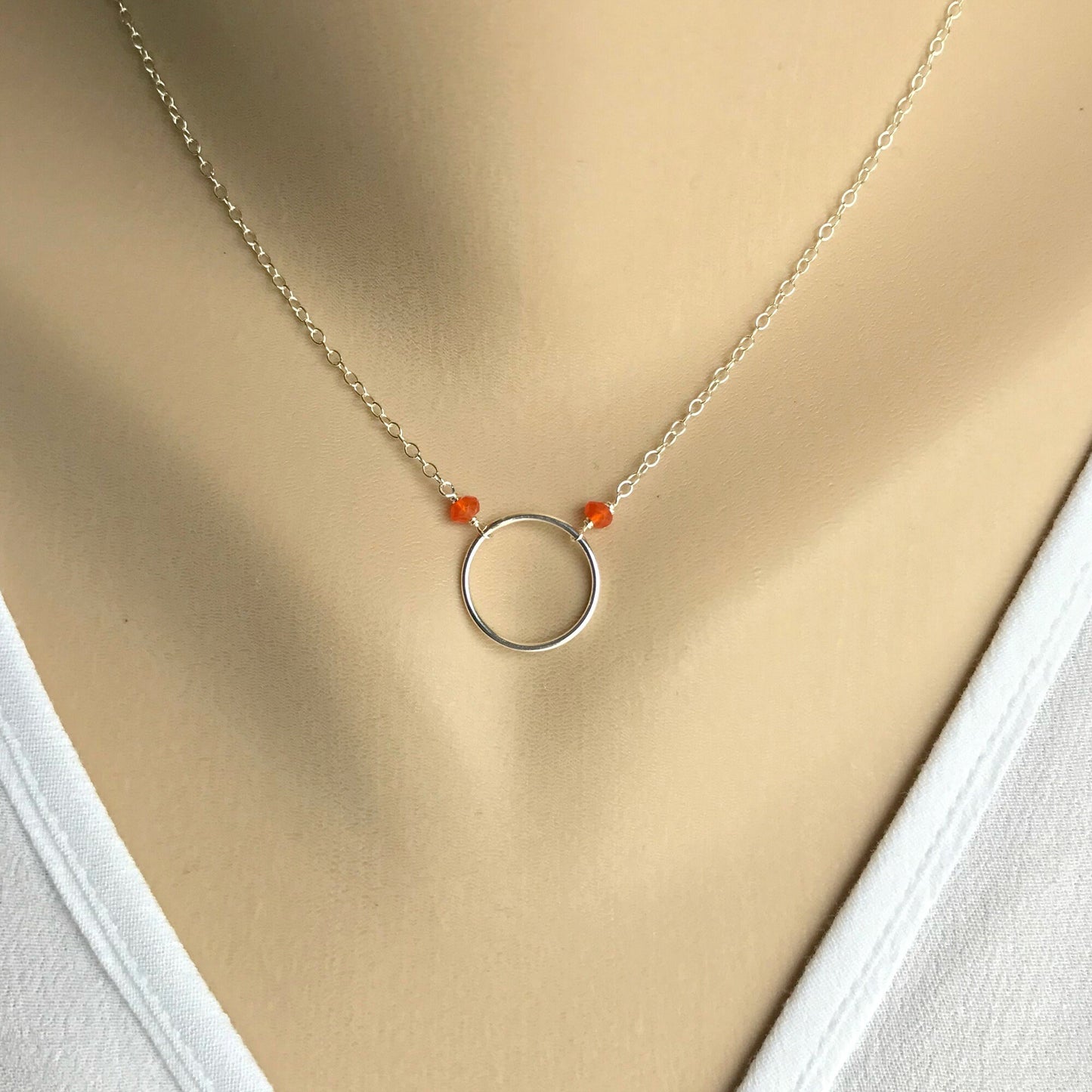 Circle Necklace Karma Necklace Carnelian Necklace Amethyst Necklace Everyday Necklace Circle Jewelry Eternity Necklace Gemstone Necklace