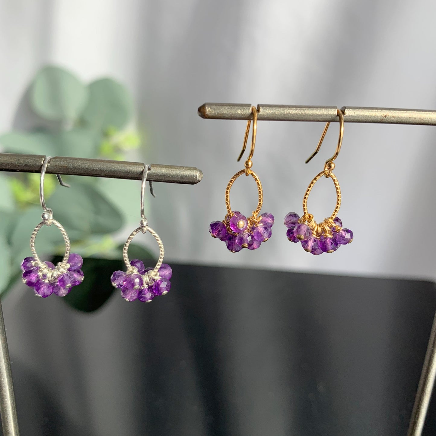 February Birthstone Amethyst Earrings,Delicate and Dainty Purple Earrings,Chic Amethyst Gemstone Jewelry,Minimalist Gold and Silver Earrings