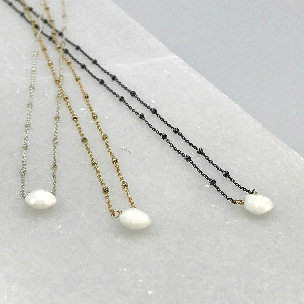 White Agate Necklace Dainty Necklace Layering Necklace Delicate Necklace Gold Necklace Pendant Necklace Choker Necklace Gift for Girlfriend