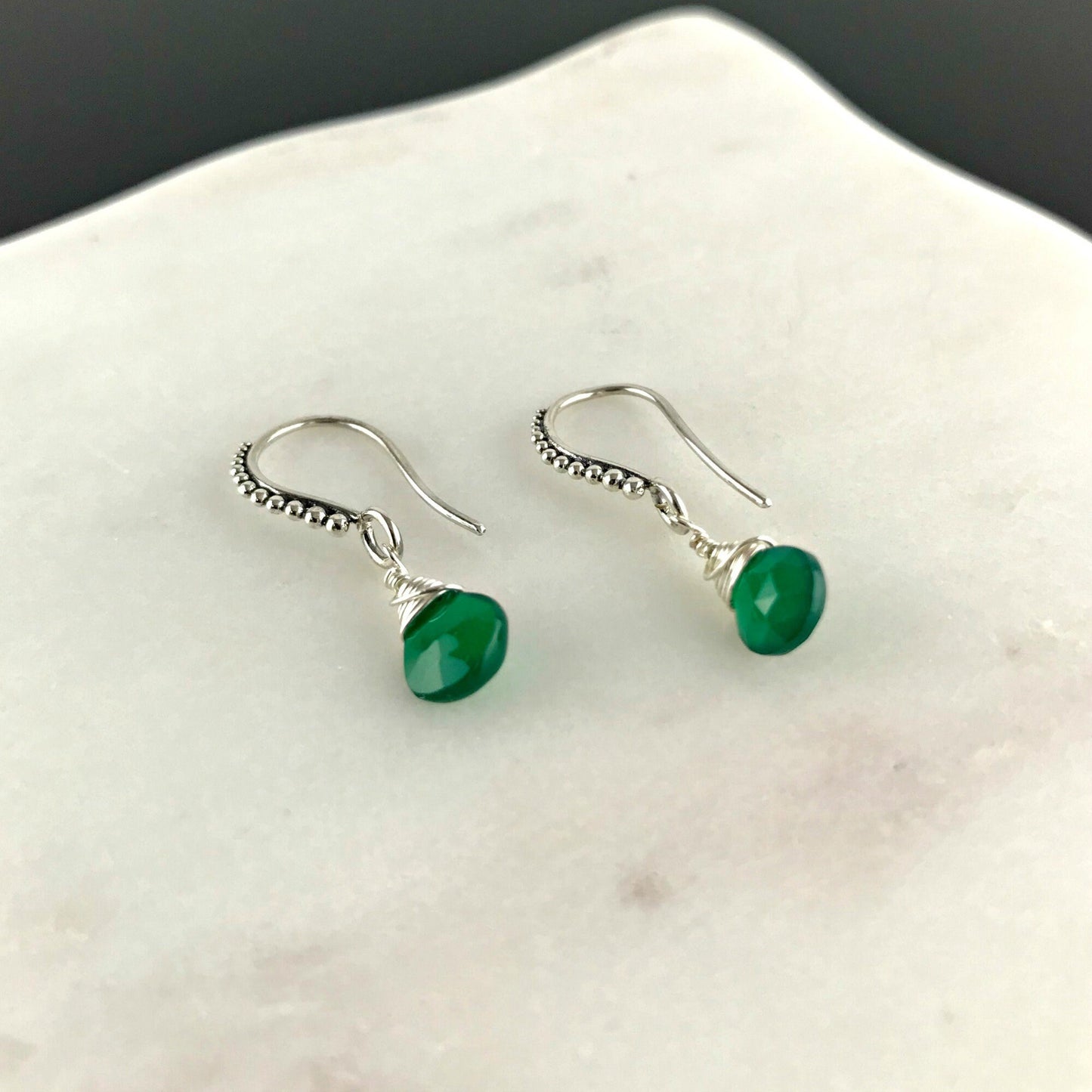 Green Onyx Earrings May Birthstone Drop Earrings Silver Earrings Green Earrings Earrings for Women Cute Earrings Gift for Girlfriend