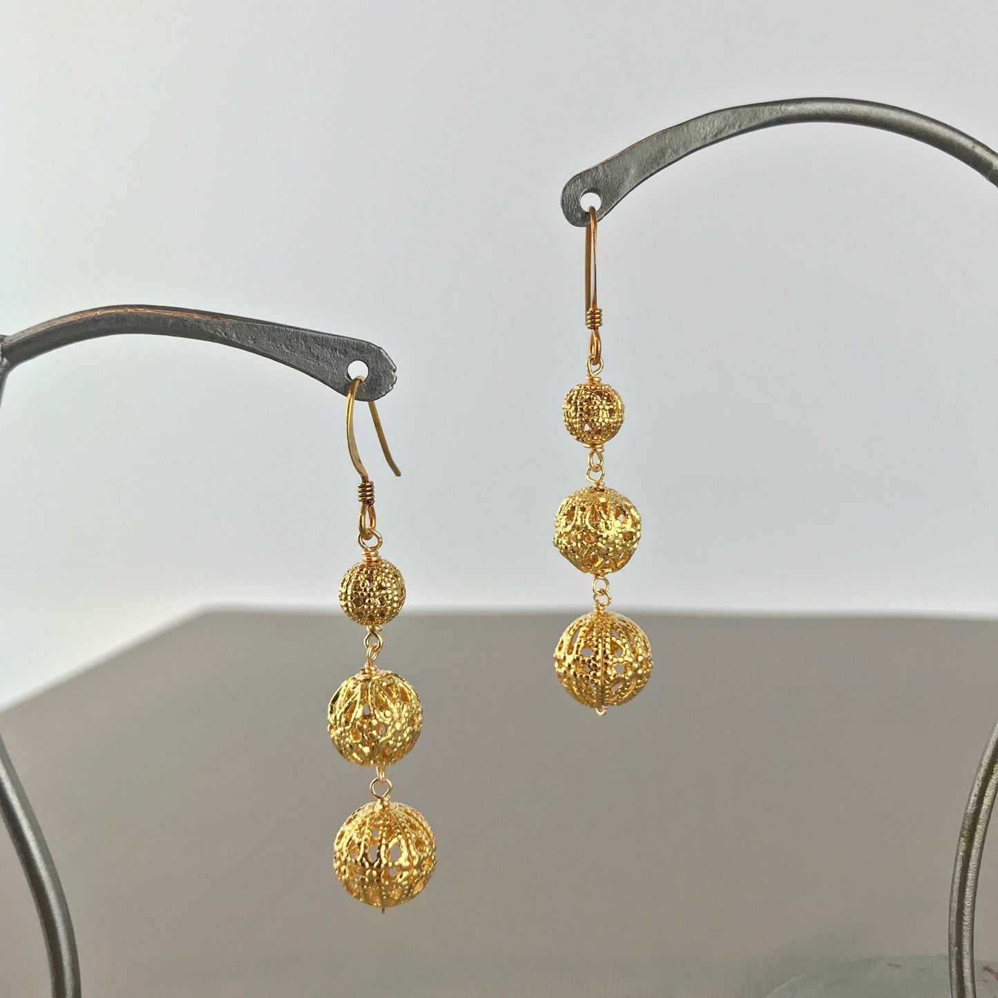 Filigree Earrings Gold Plated Earrings Lace Earrings Boho Earrings Hippie Earrings Vintage Earrings Dangle Earrings Drop Earrings