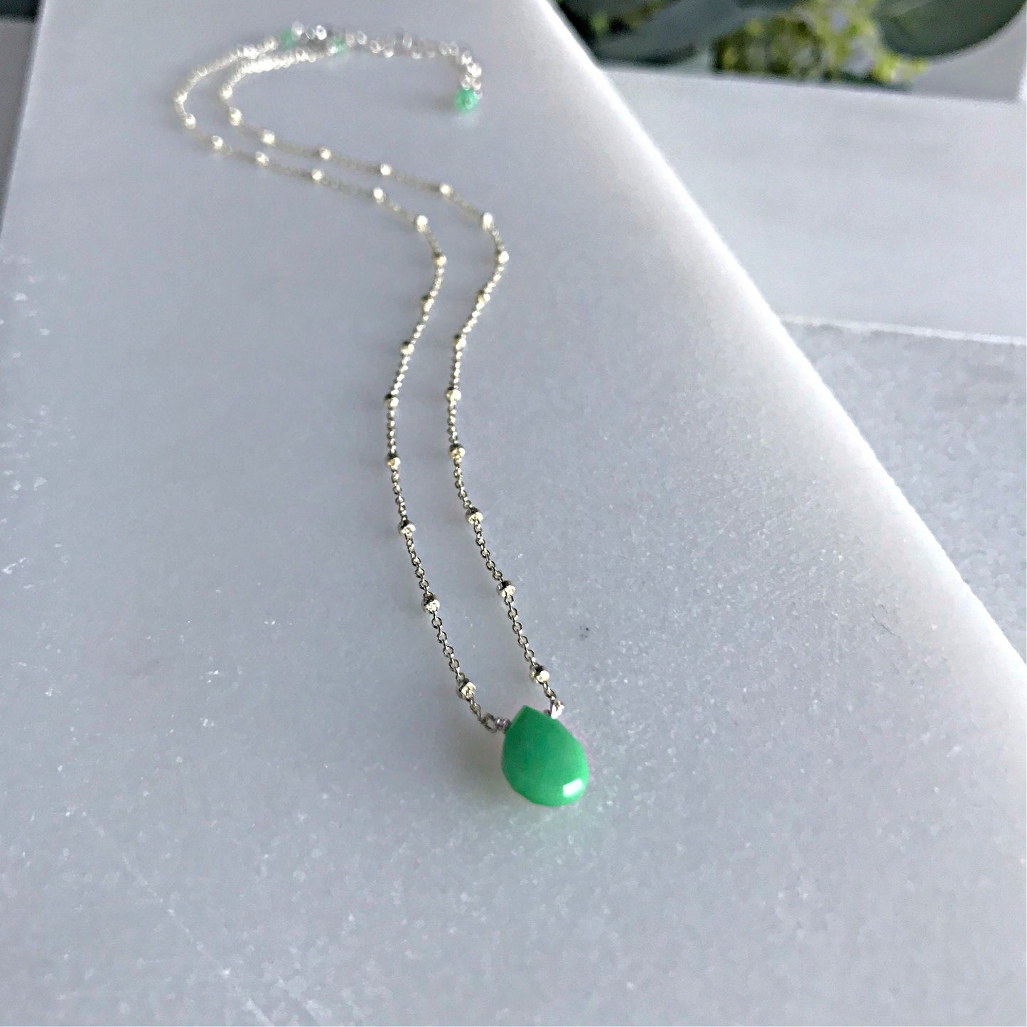 Chrysoprase Necklace Seafoam Gemstone Green Jewelry Bridesmaid Jewelry Wedding Jewelry Delicate Necklace Layering Necklace Dainty Necklace