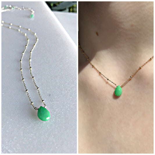 Chrysoprase Necklace Seafoam Gemstone Green Jewelry Bridesmaid Jewelry Wedding Jewelry Delicate Necklace Layering Necklace Dainty Necklace