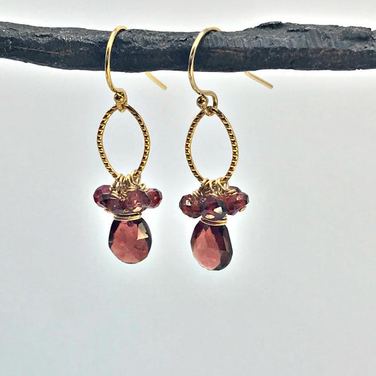 Garnet Earrings January Birthstone Dangle Earrings Minimalist Earrings Drop Earrings Everyday Earrings Gift For Her Garnet Jewelry