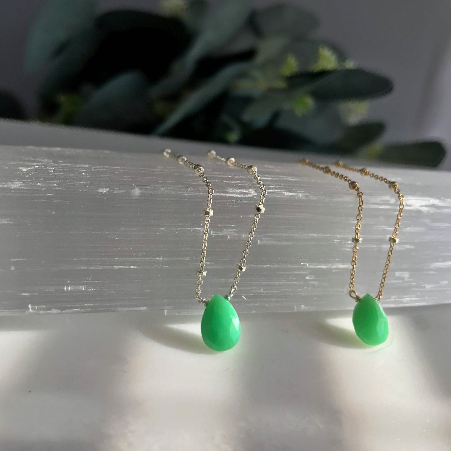 Chrysoprase Necklace Seafoam Gemstone Green Jewelry Bridesmaid Jewelry Wedding Jewelry Delicate Necklace Layering Necklace Dainty Necklace